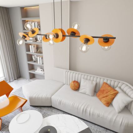 Csillár zsinóron TOKEN 8xE27/15W/230V narancs