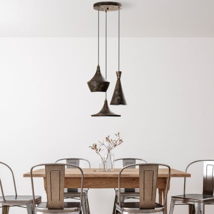 Csillár zsinóron TOM 3xE27/40W/230V szürke