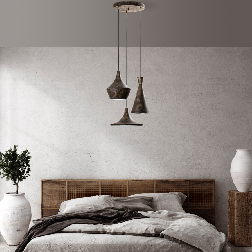 Csillár zsinóron TOM 3xE27/40W/230V szürke