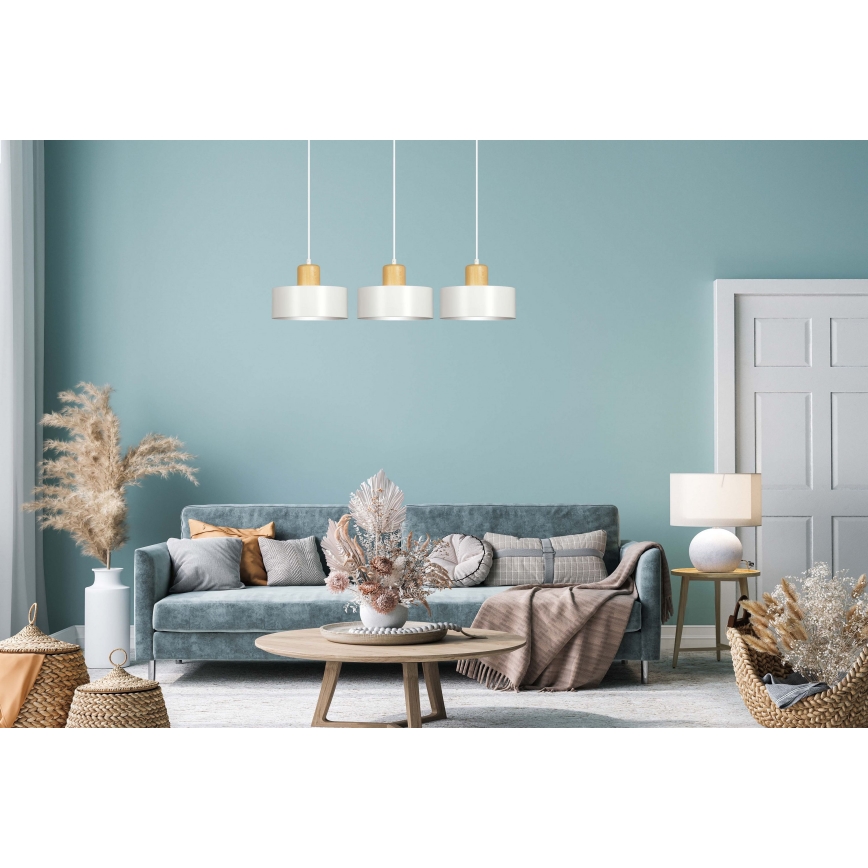 Csillár zsinóron TORIN 3xE27/15W/230V fehér