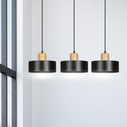 Csillár zsinóron TORIN 3xE27/15W/230V fekete