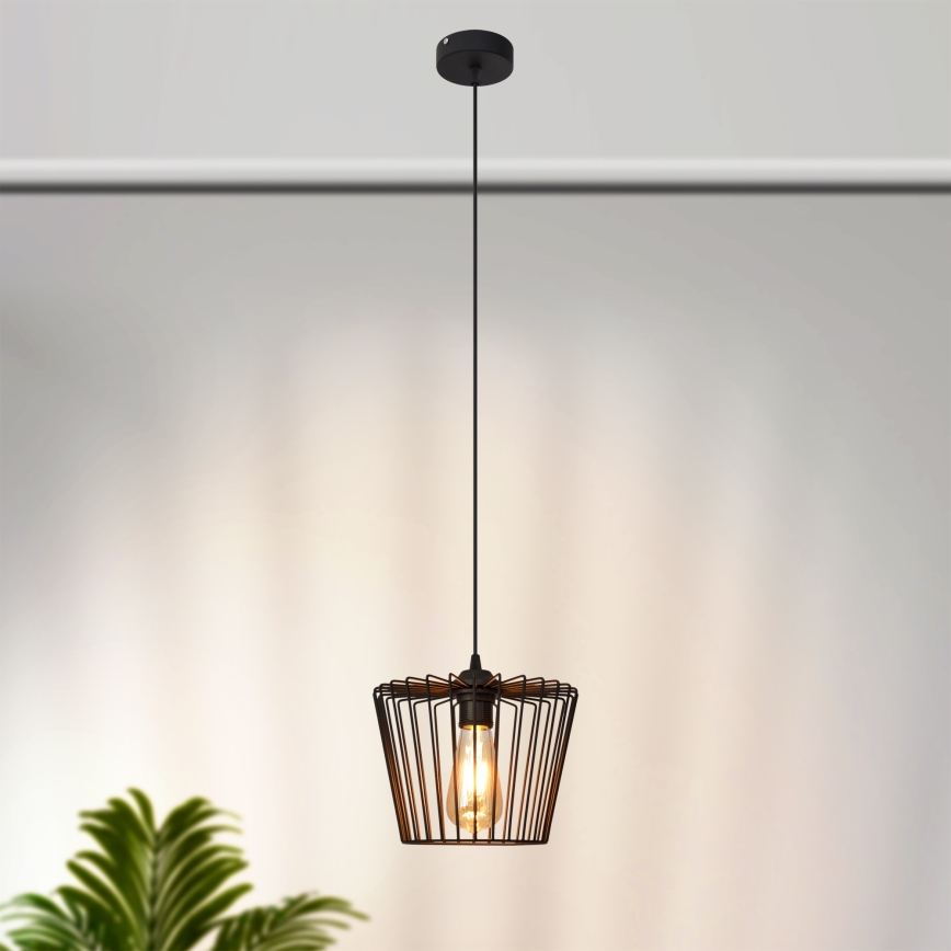 Csillár zsinóron TORRI 1xE27/15W/230V átm. 23 cm fekete