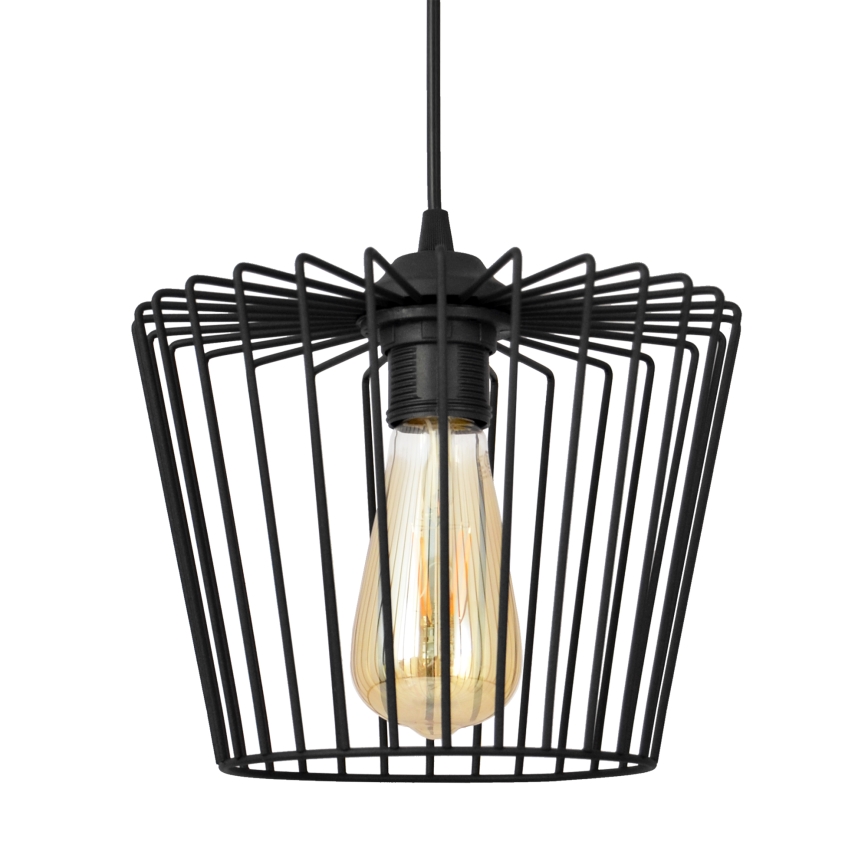 Csillár zsinóron TORRI 1xE27/15W/230V átm. 23 cm fekete