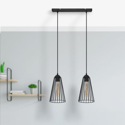 Csillár zsinóron TORRI 2xE27/15W/230V fekete