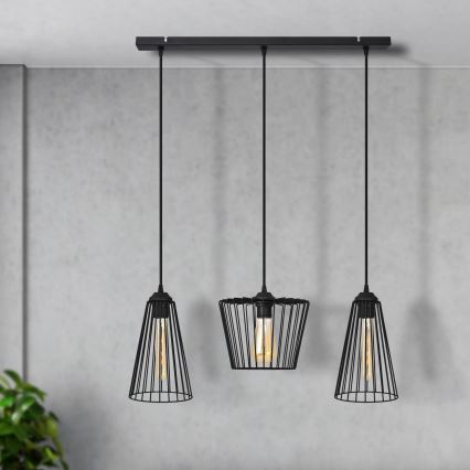 Csillár zsinóron TORRI 3xE27/15W/230V fekete