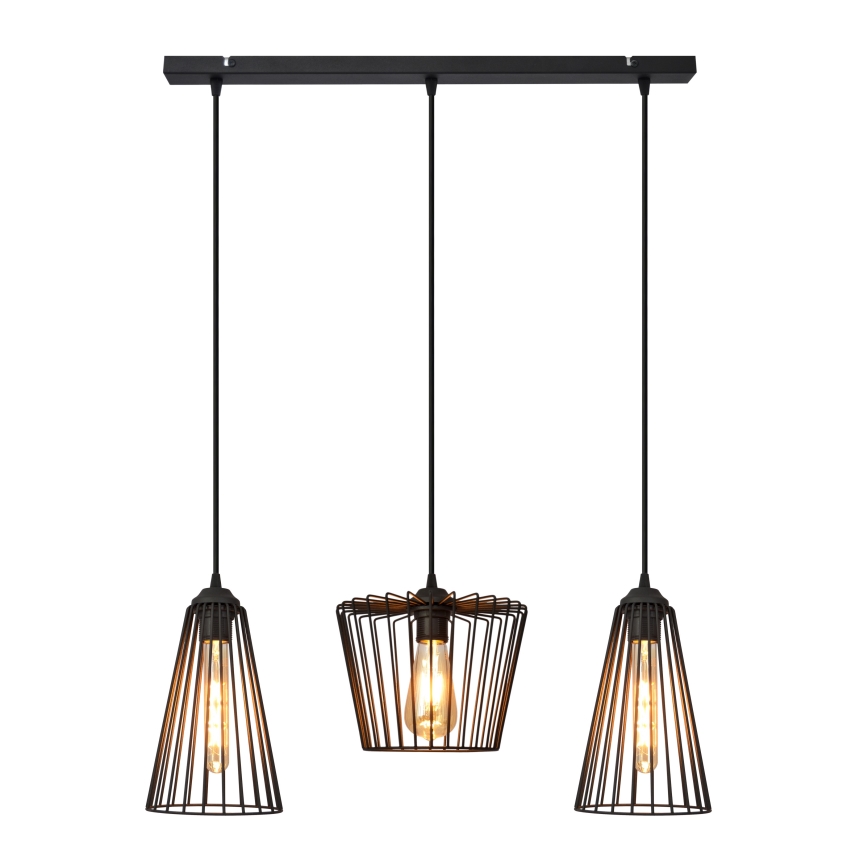 Csillár zsinóron TORRI 3xE27/15W/230V fekete