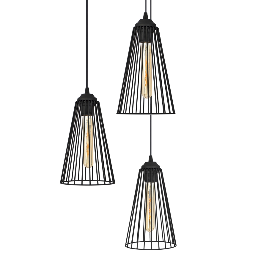 Csillár zsinóron TORRI 3xE27/15W/230V fekete