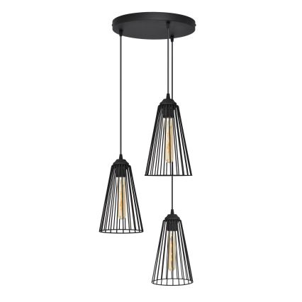 Csillár zsinóron TORRI 3xE27/15W/230V fekete