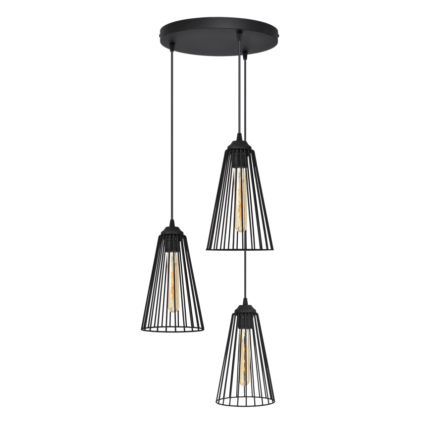 Csillár zsinóron TORRI 3xE27/15W/230V fekete