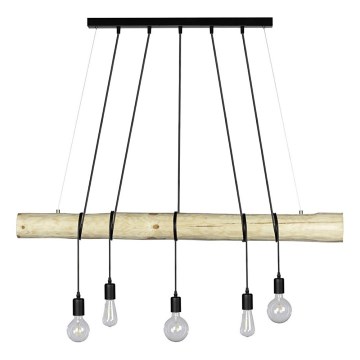 Csillár zsinóron TRABO 5xE27/60W/230V fenyő