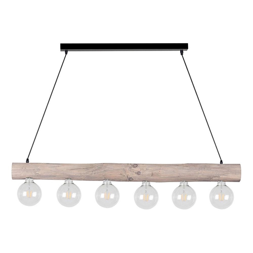 Csillár zsinóron TRABO 6xE27/60W/230V fenyő