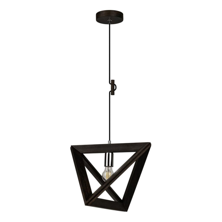 Csillár zsinóron TRIGONON 1xE27/60W/230V bükkfa