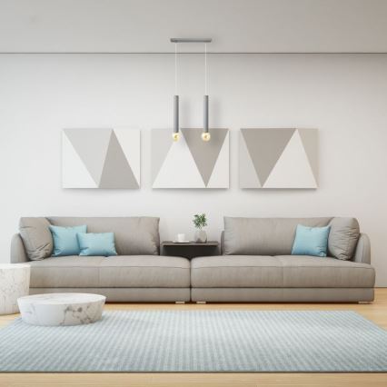 Csillár zsinóron TUBA 2xE27/15W/230V szürke