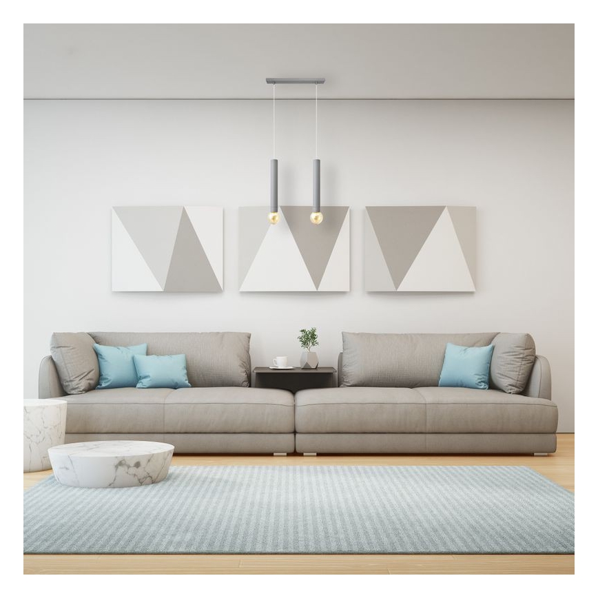 Csillár zsinóron TUBA 2xE27/15W/230V szürke