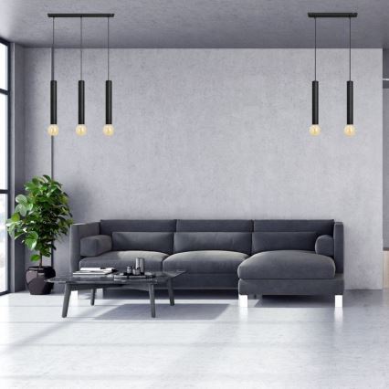 Csillár zsinóron TUBA 3xE27/15W/230V fekete