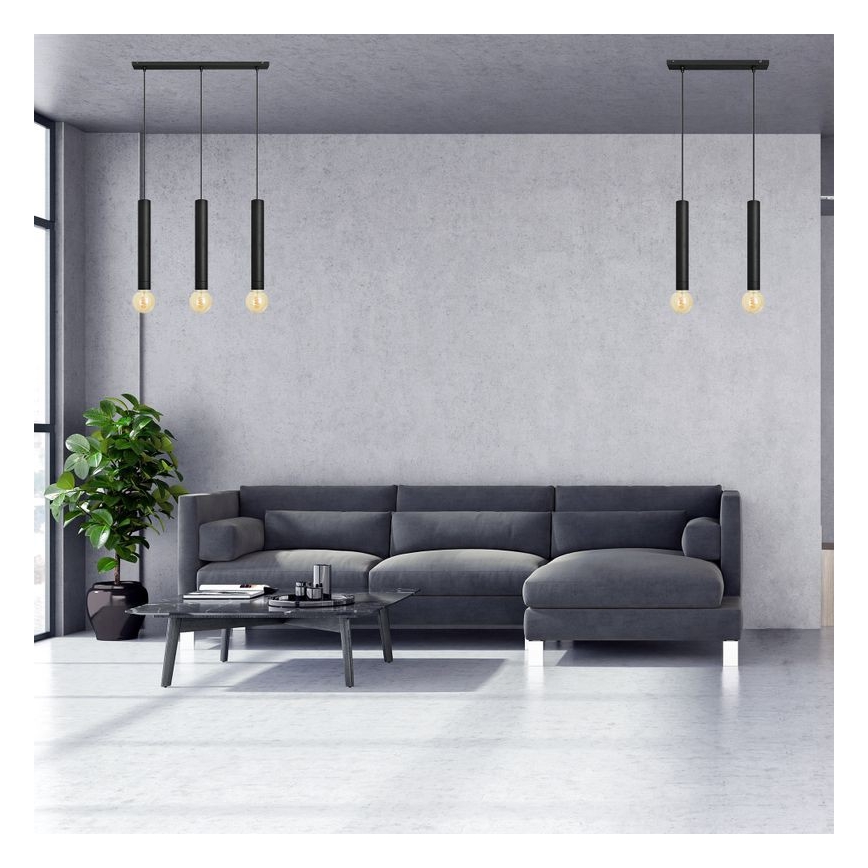 Csillár zsinóron TUBA 3xE27/15W/230V fekete