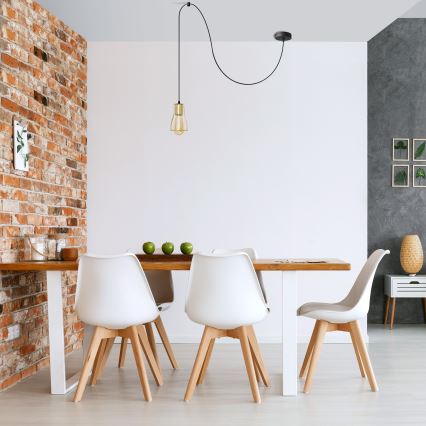 Csillár zsinóron TUBE 1xE27/15W/230V fekete/arany