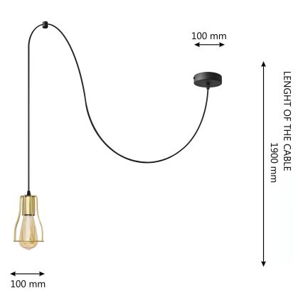 Csillár zsinóron TUBE 1xE27/15W/230V fekete/arany