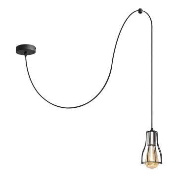 Csillár zsinóron TUBE 1xE27/15W/230V fekete/fényezett króm