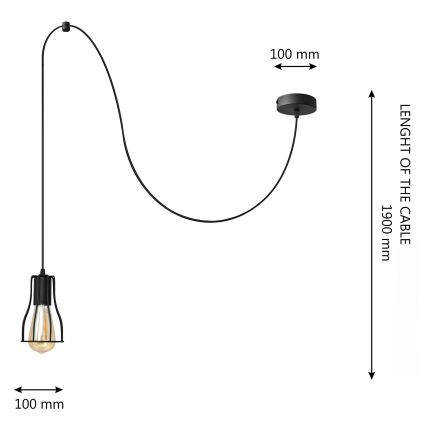 Csillár zsinóron TUBE 1xE27/15W/230V fekete