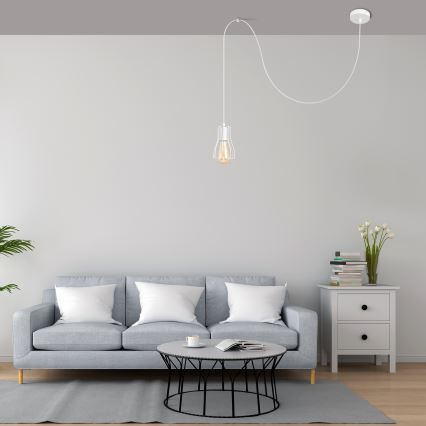 Csillár zsinóron TUBE LONG 1xE27/15W/230V fehér