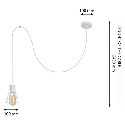 Csillár zsinóron TUBE LONG 1xE27/15W/230V fehér
