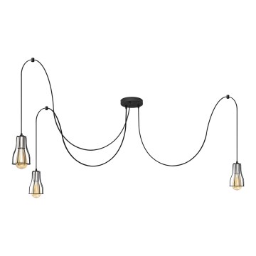 Csillár zsinóron TUBE LONG 3xE27/15W/230V fekete/fényezett króm