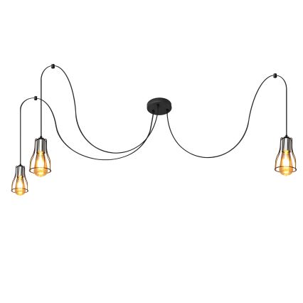 Csillár zsinóron TUBE LONG 3xE27/15W/230V fekete/fényezett króm