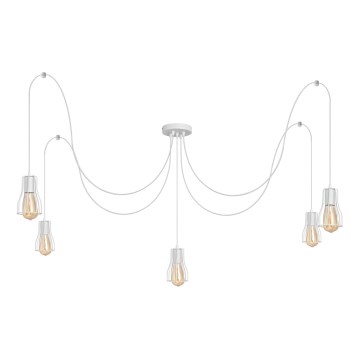 Csillár zsinóron TUBE LONG 5xE27/10W/230V fehér