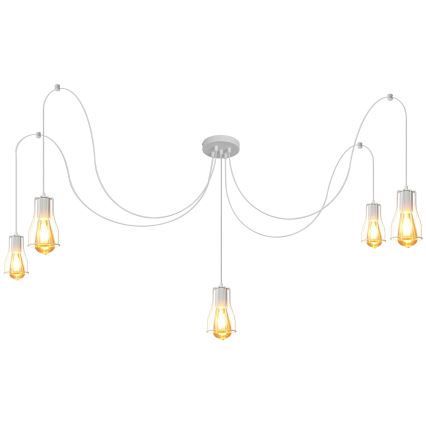 Csillár zsinóron TUBE LONG 5xE27/10W/230V fehér