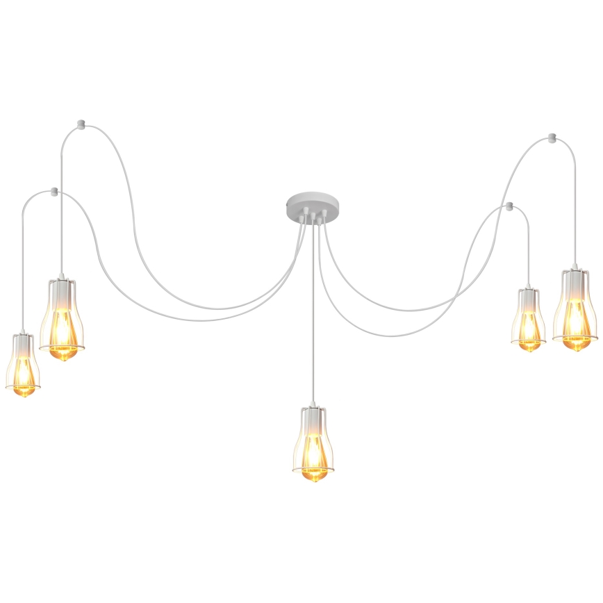 Csillár zsinóron TUBE LONG 5xE27/10W/230V fehér