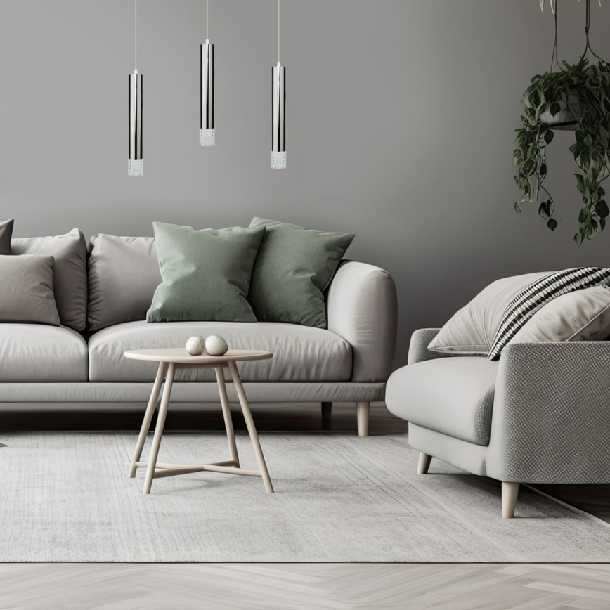 Csillár zsinóron TUBI 1xGU10/8W/230V fényezett króm