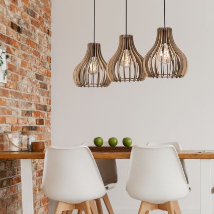 Csillár zsinóron TUCCI 3xE27/15W/230V tölgy/fekete