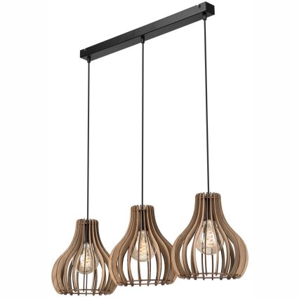 Csillár zsinóron TUCCI 3xE27/15W/230V tölgy/fekete