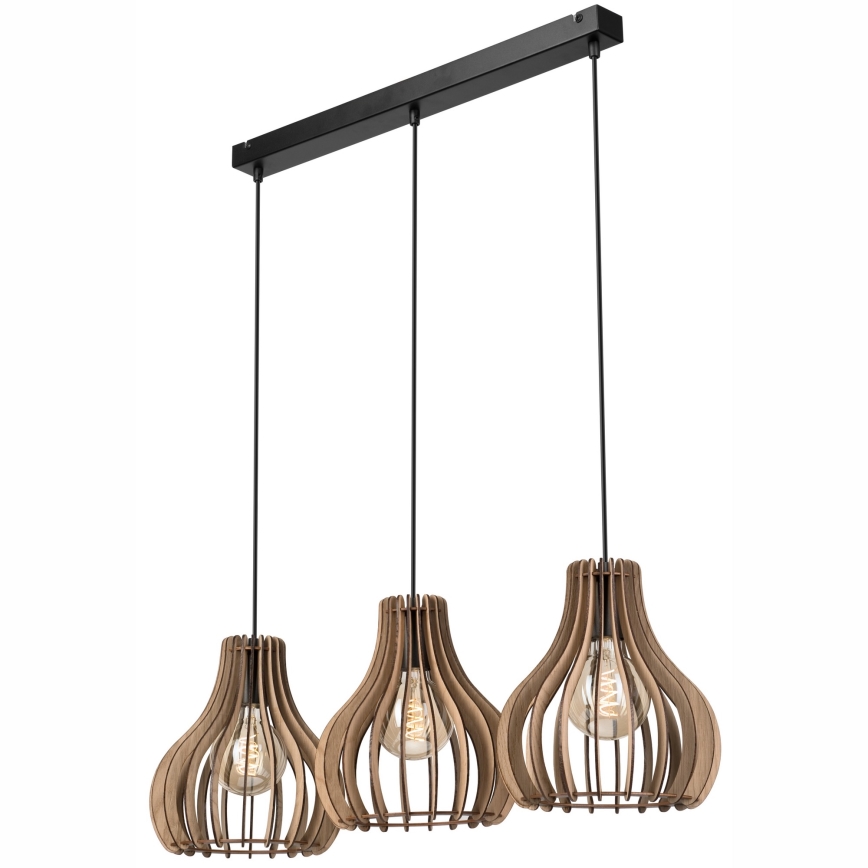 Csillár zsinóron TUCCI 3xE27/15W/230V tölgy/fekete