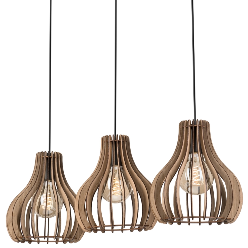 Csillár zsinóron TUCCI 3xE27/15W/230V tölgy/fekete