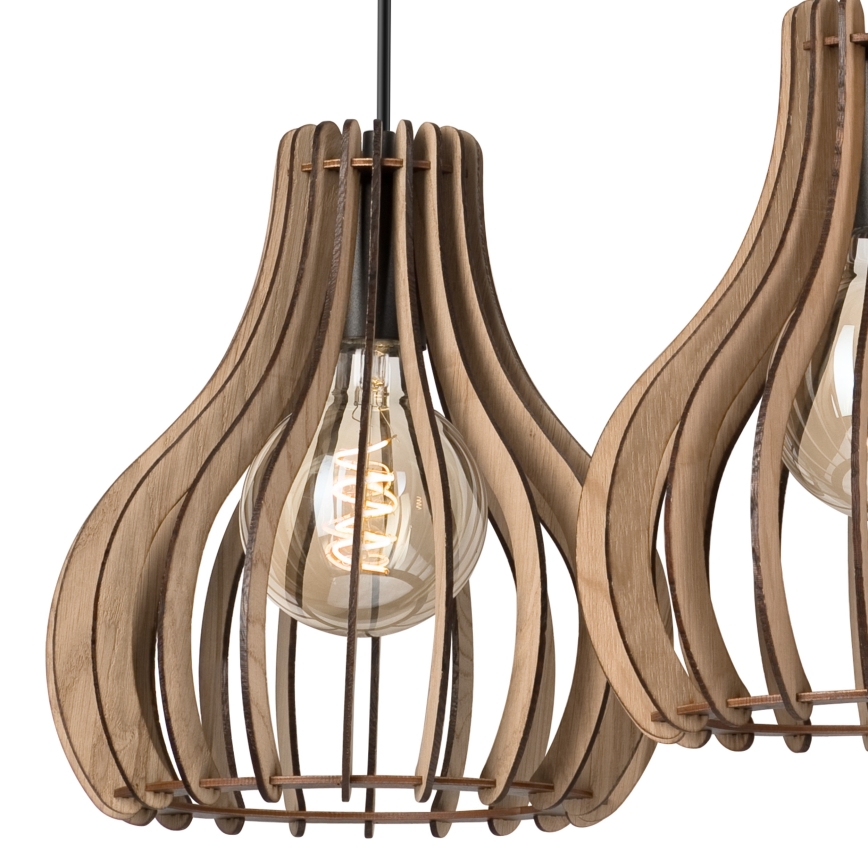 Csillár zsinóron TUCCI 3xE27/15W/230V tölgy/fekete