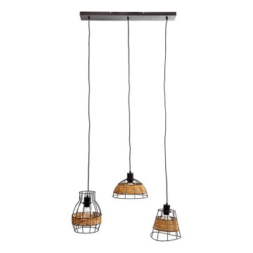 Csillár zsinóron TUNIS 4xE27/40W/230V fekete/barna