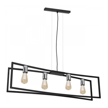 Csillár zsinóron TUNJA 4xE27/60W/230V fekete/fényezett króm