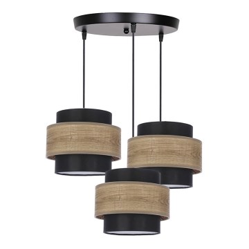 Csillár zsinóron TWIN 3xE27/40W/230V barna/fekete