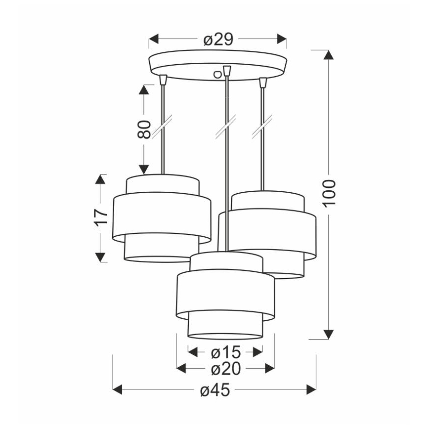 Csillár zsinóron TWIN 3xE27/40W/230V barna/fekete