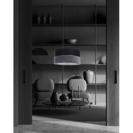 Csillár zsinóron TWIST 1xE27/60W/230V fekete/szürke/ezüst