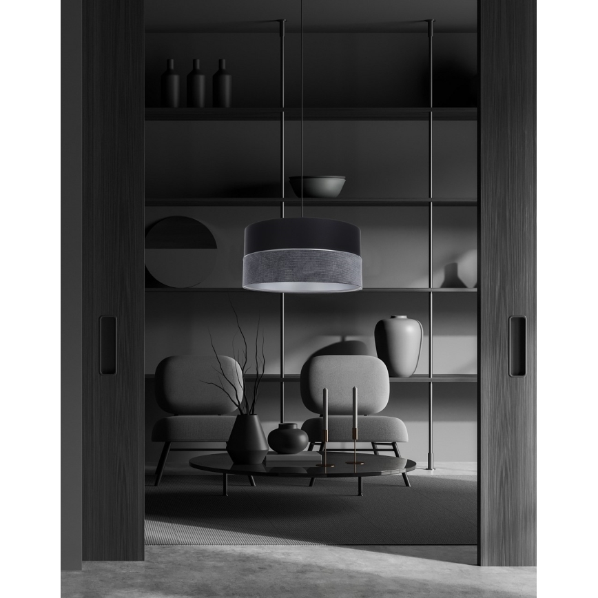 Csillár zsinóron TWIST 1xE27/60W/230V fekete/szürke/ezüst