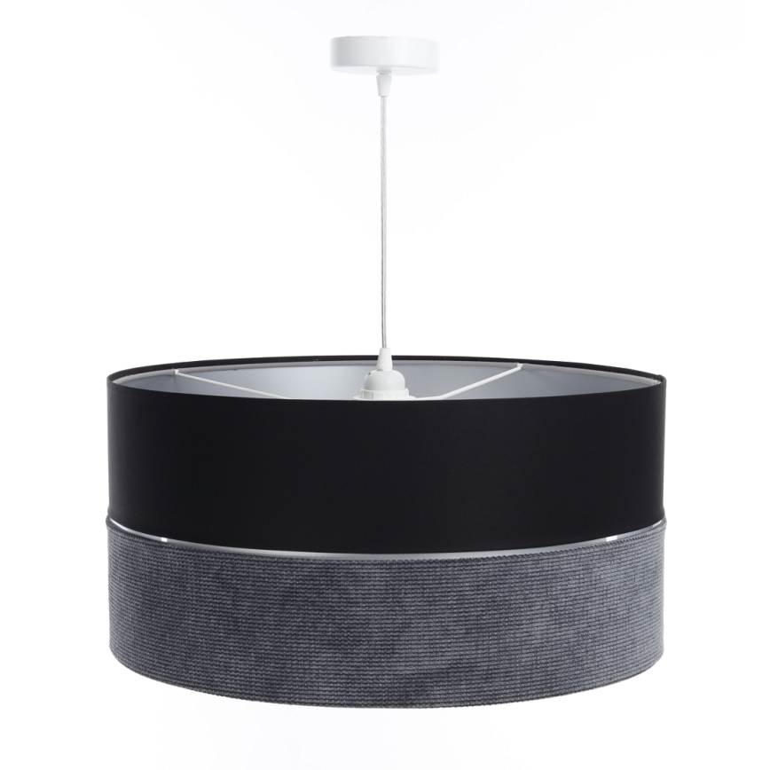 Csillár zsinóron TWIST 1xE27/60W/230V fekete/szürke/ezüst