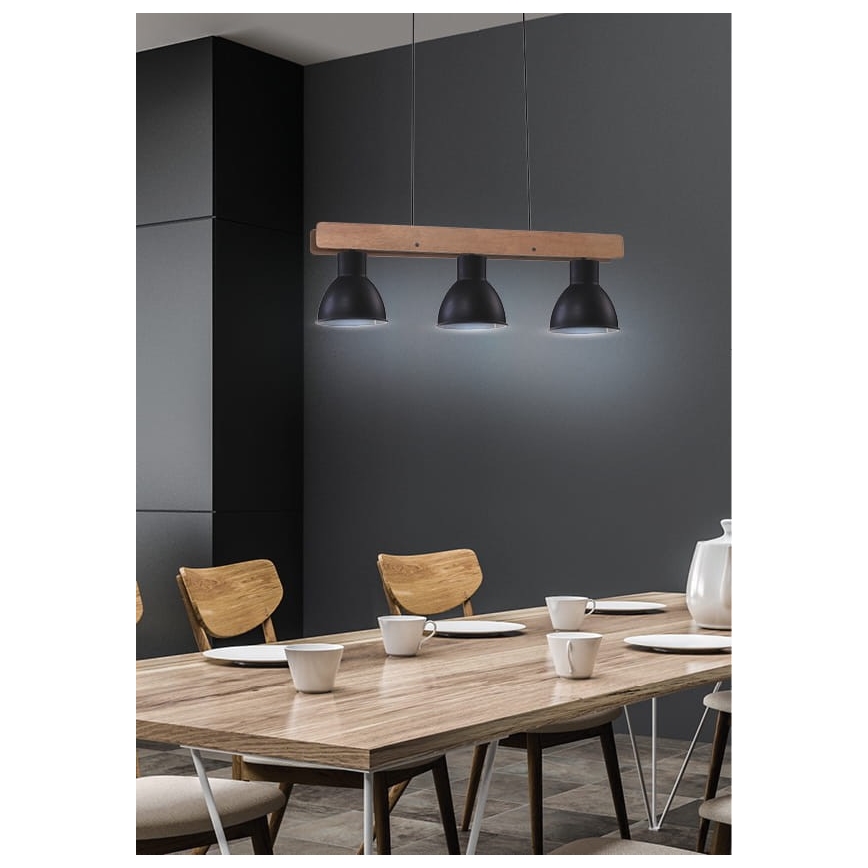 Csillár zsinóron VARIO 3xE27/60W/230V Nyírfa