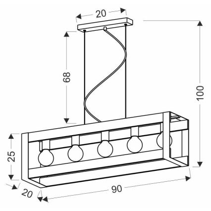 Csillár zsinóron VARNA 5xE27/40W/230V tölgy