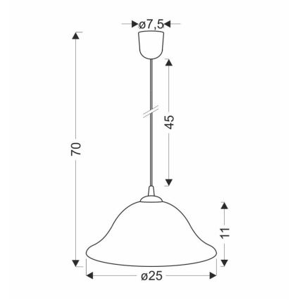 Csillár zsinóron VERA 1xE27/60W/230V réz/fehér