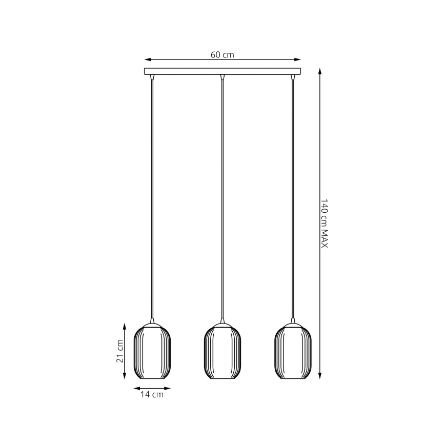 Csillár zsinóron VERDI 3xE27/15W/230V fekete/fehér