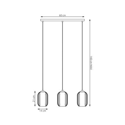 Csillár zsinóron VERDI 3xE27/15W/230V fekete/szürke