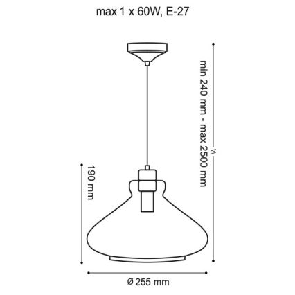 Csillár zsinóron VETRO 1xE27/60W/230V